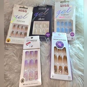 Kiss Gel Fantasy Allure Impress Medium Glitter 5pc bundle NEW